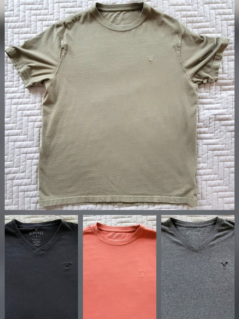 Lot of 4 American Eagle Men's T-Shirts Size Large, AE Crew / V-Neck Bundle